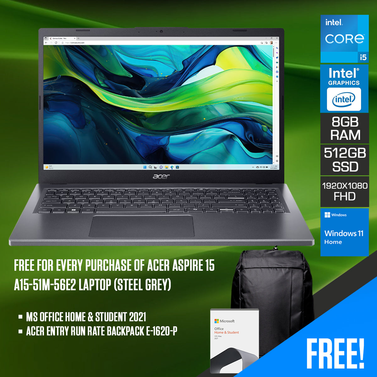 Acer Aspire 15 A15-51M-56E2 Laptop (Steel Grey) - DataBlitz