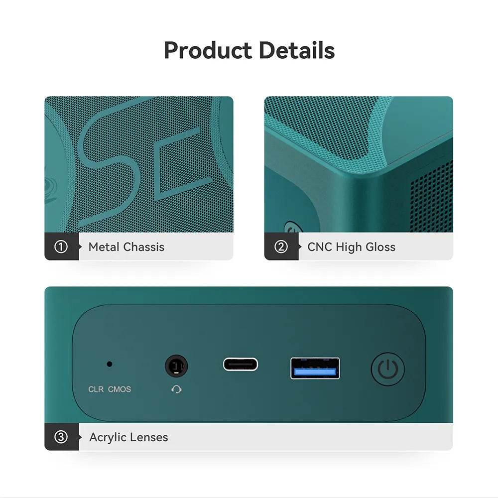 Beelink SER7 AMD Ryzen 7 7840HS 32GB RAM 1TB SSD Windows 11 Pro Mini PC (Dark Green)