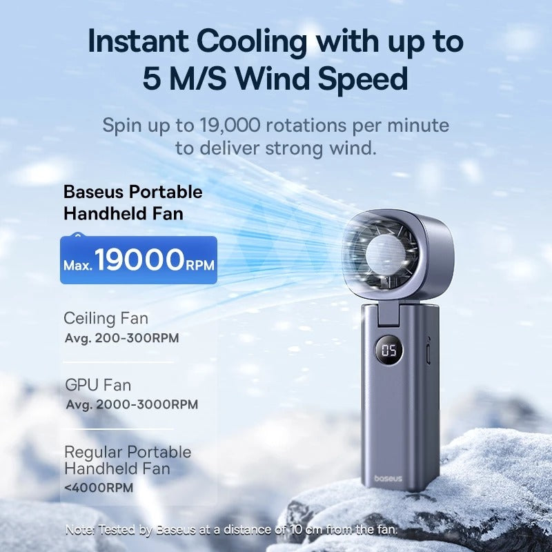 Baseus GoTrip DT1 High-Speed Foldable Handheld Fan (Space Grey) (C10272301813-00)
