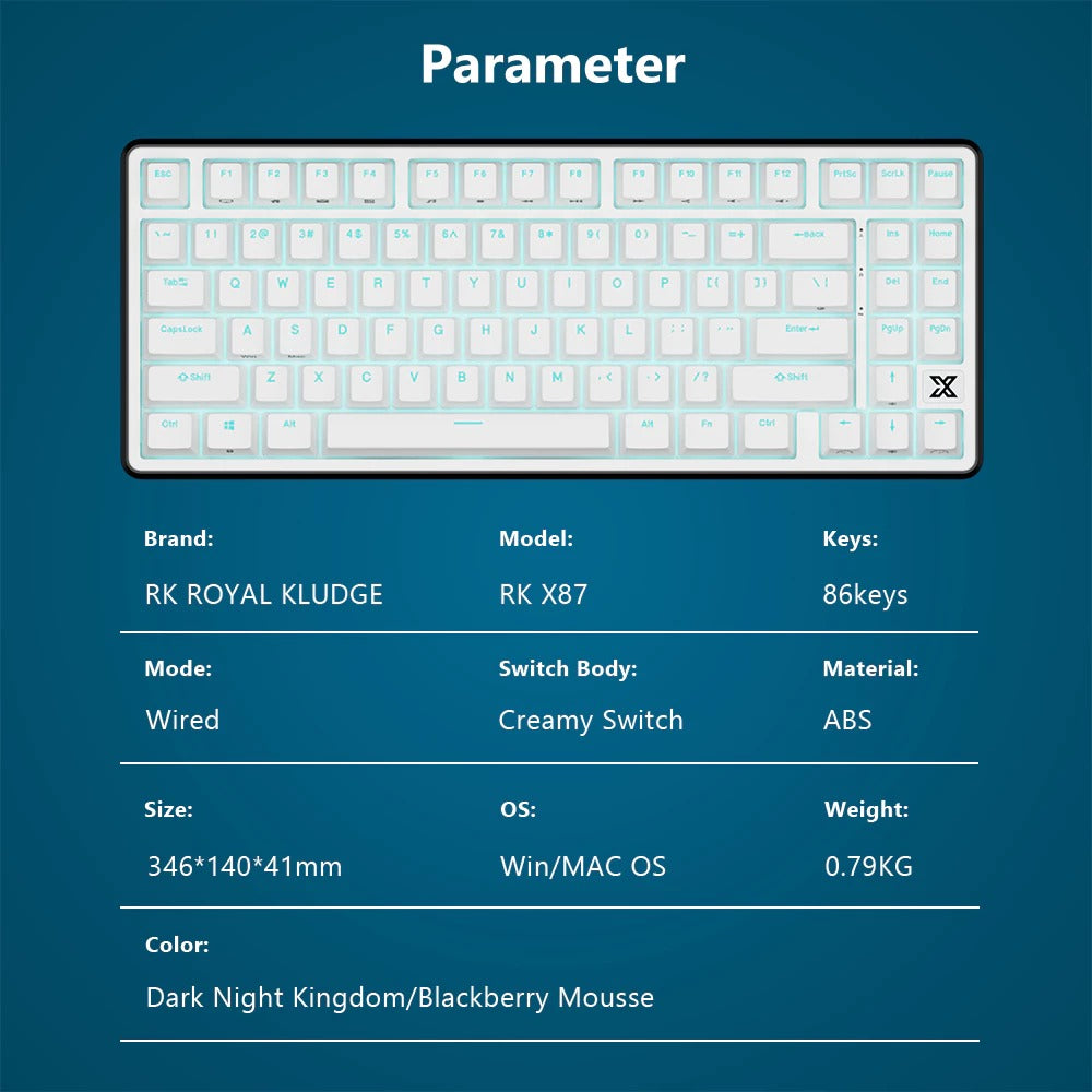 Royal Kludge RK X87 Single-Mode RGB Hot Swappable Mechanical Keyboard
