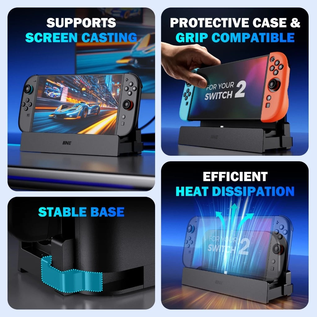 IINE Video Dock Extension Stand for Nintendo Switch 2 (Black) (L1216)