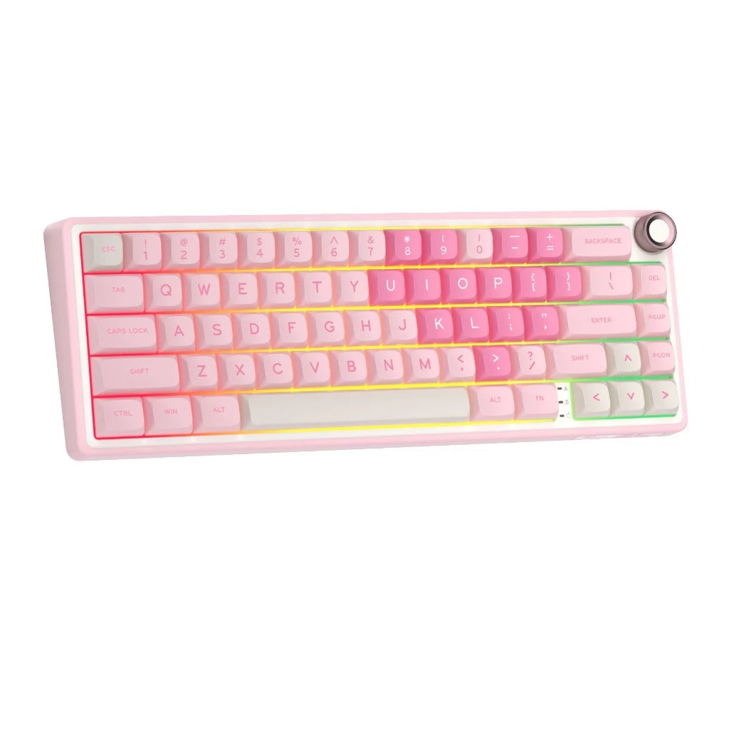 Royal Kludge R65 Single-Mode RGB 66 Keys Hot-Swappable Mechanical Keyboard Pink Melody (Cream Switch)