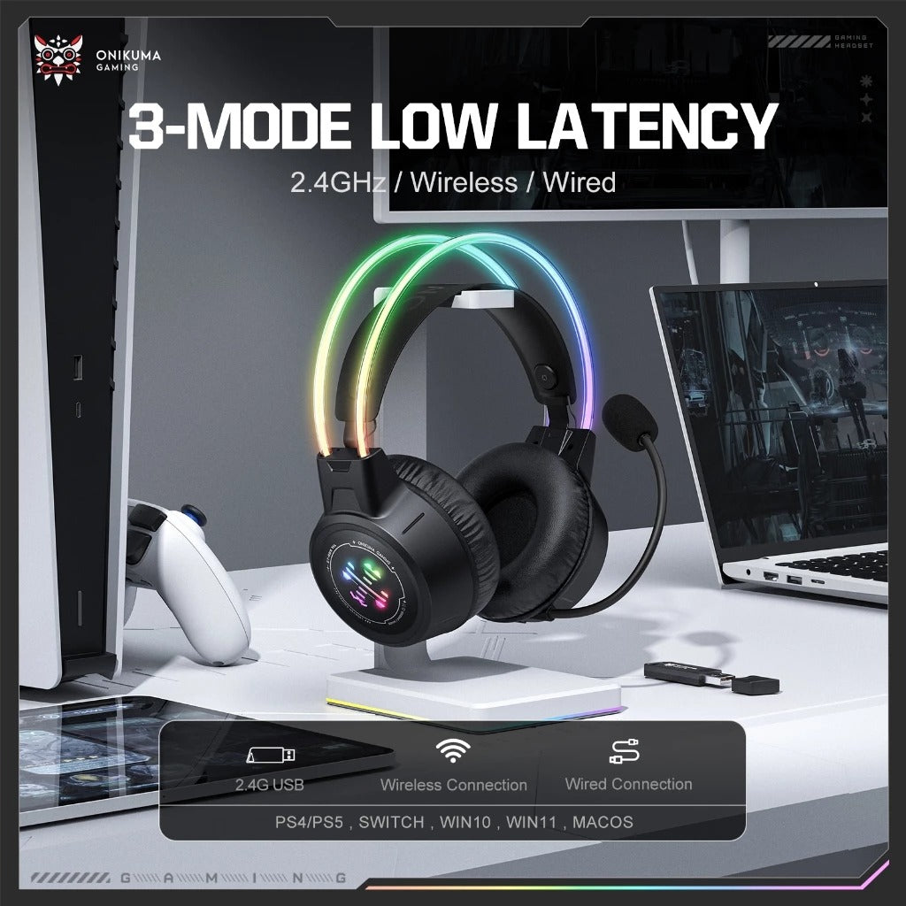 Onikuma GT889 Tri-Mode Gaming Headset (Black)