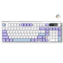 Ajazz AK980 RGB Tri-Mode 98% 97-Keys Gasket-Mounted Hot-Swappable Mechanical Keyboard with 1.14" TFT Display Screen & Knob (Purple/White/Blue) (Maillard Switch, Gift Switch V2)