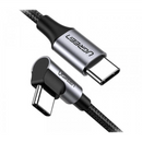 UGreen USB-C To Angled USB-C 2.0 Round Cable M/M Aluminum Shell Nickel Plating | DataBlitz