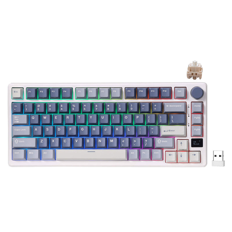 Royal Kludge RK-M75 Tri-Mode RGB 81 Keys Hot-Swappable Mechanical Keyboard Ocean Blue