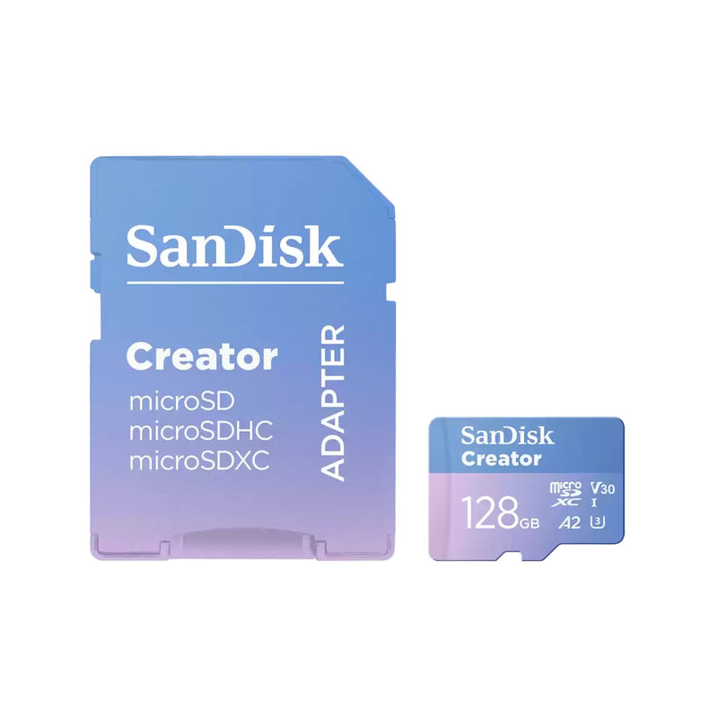 Sandisk Creator 128GB UHS-I 190MB/s Read/90MB/s Write microSD Card with Adapter