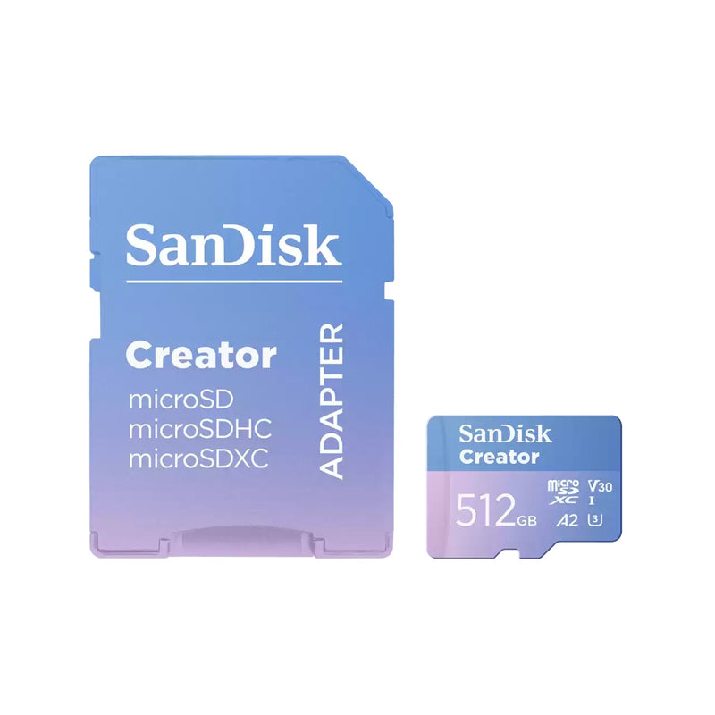 Sandisk Creator UHS-I 190MB/s Read 130 MB/s Write microSD Card with Adapter (256GB, 512GB, 1TB)