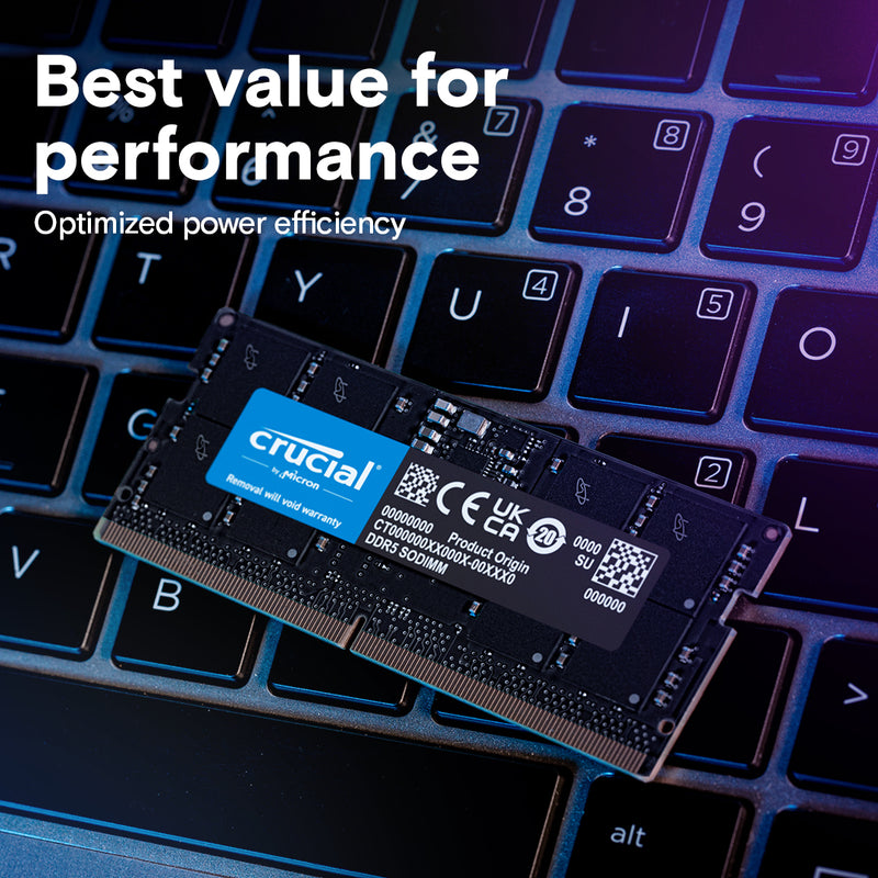 Crucial 8GB DDR5 4800MHz CL40 SO-DIMM Notebook Memory (CT8G48C40S5)