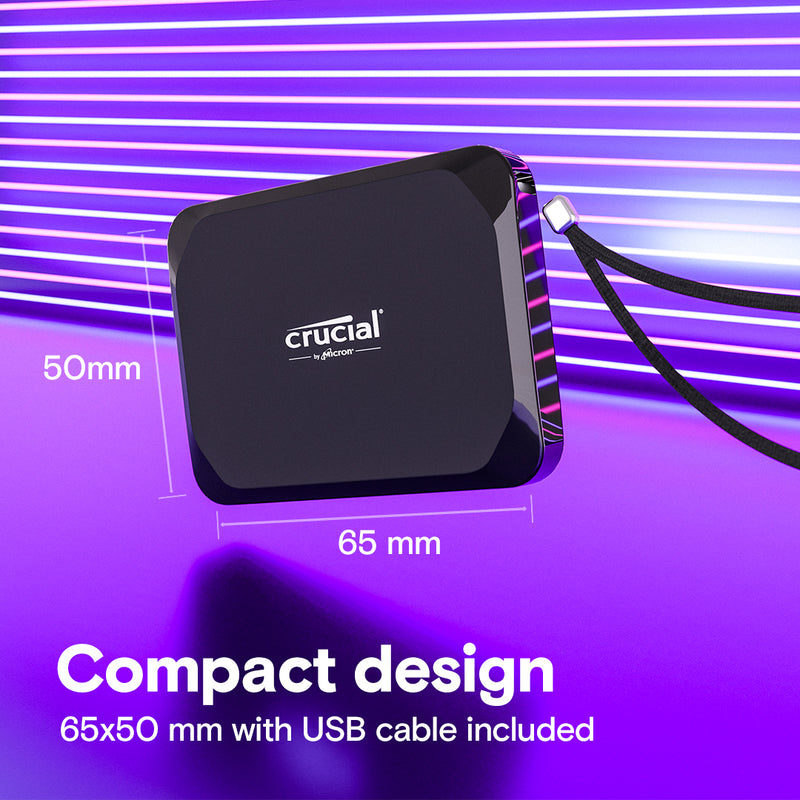 Crucial X9 USB 3.2 Gen-2 (10Gb/s) 1050MB/s Read Type-C Portable SSD (1TB, 2TB, 4TB)
