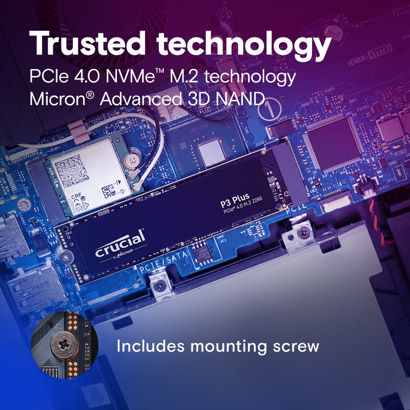 Crucial P3 Plus PCIe M.2 2280 SSD (1TB, 4TB) (CT1000P3PSSD8, CT4000P3PSSD8)