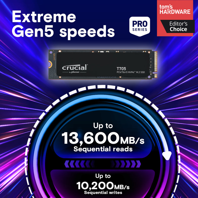 Crucial T705 1TB PCIe Gen5 NVMe M.2 SSD (CT1000T705SSD3)