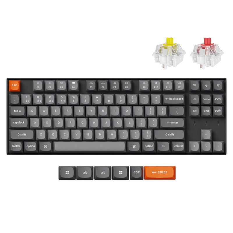 Keychron K8 Max QMK Fully Assembled RGB Backlight Hot-Swappable TKL Wireless Mechanical Keyboard - Black (Super Banana Switch, Super Red Switch)