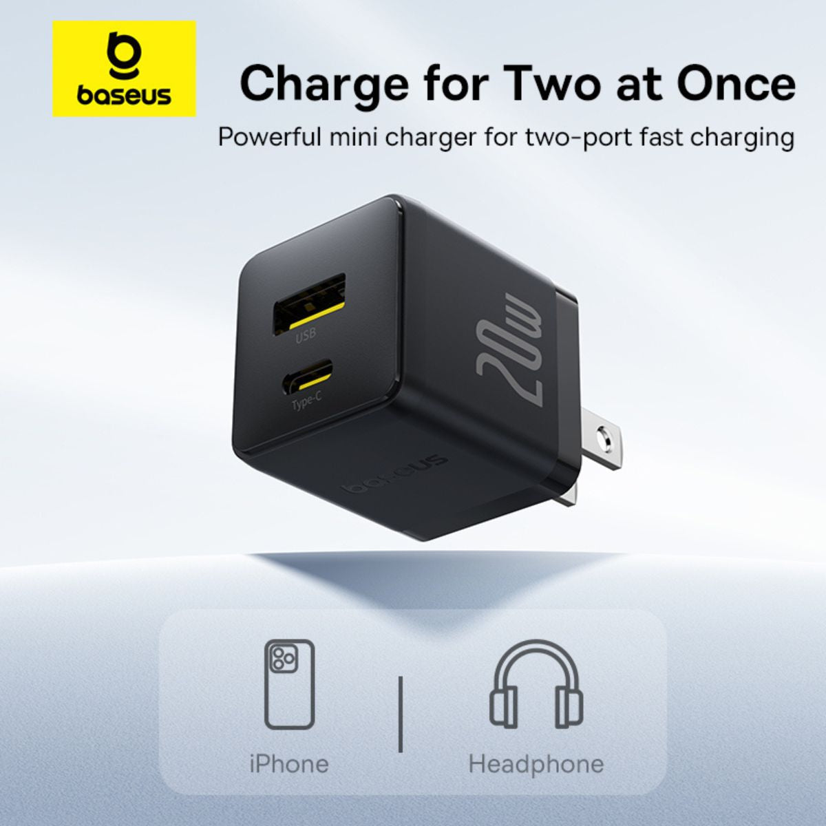 Baseus Palm Fast Charger C+U 20W (Cluster Black) (P10111609113-00)
