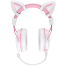 Onikuma X10 Cat Wired Professional Gaming Headset with Noise Cancellation Microphone (White Pink)