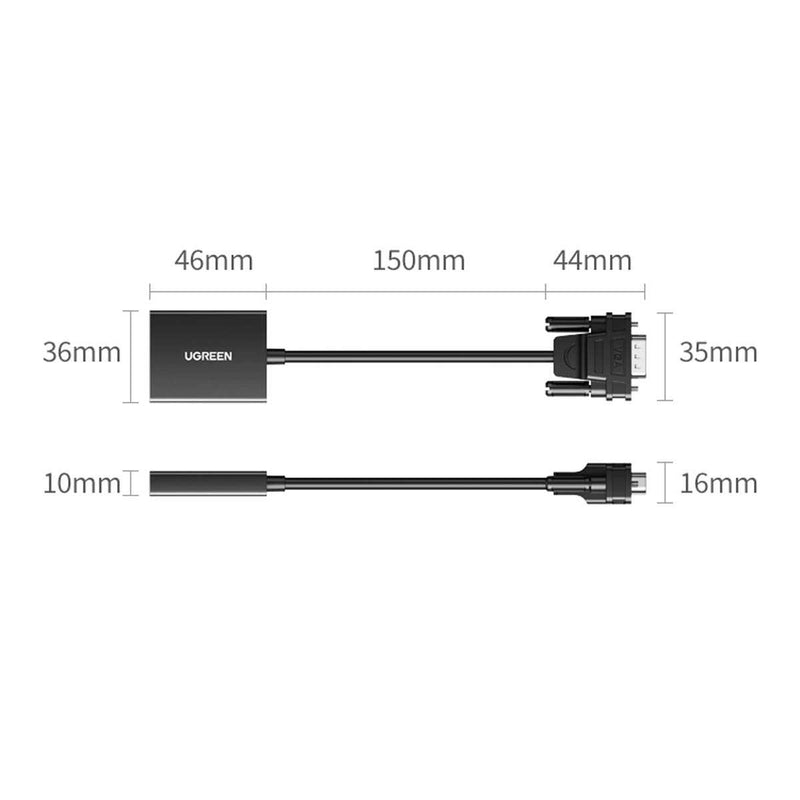 UGREEN VGA Male To HDMI Female Adapter With Audio & Power Supply (CM513/50945)