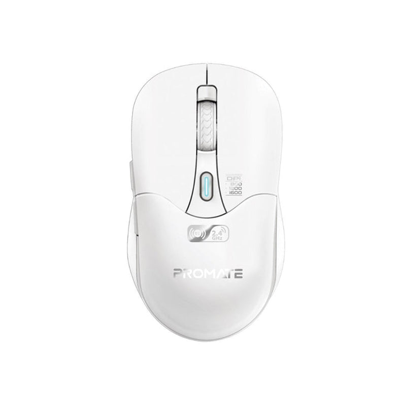 Promate Samo Dual Mode Rechargeable Wireless Mouse with BT & 2.4GHz Connectivity (White)