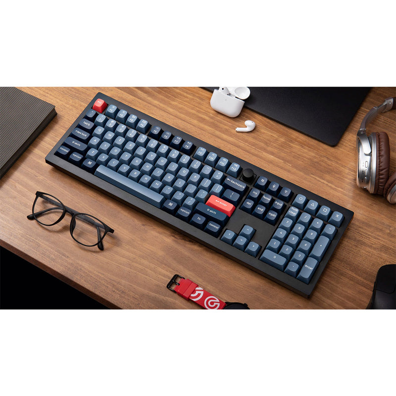 Keychron V6 Max QMK/VIA Fully Assembled with Knob RGB Backlit Hot-Swappable Full Size Wireless Custom Mechanical Keyboard - Carbon Black (Gateron Jupited Red Switch) (V6M-D1)