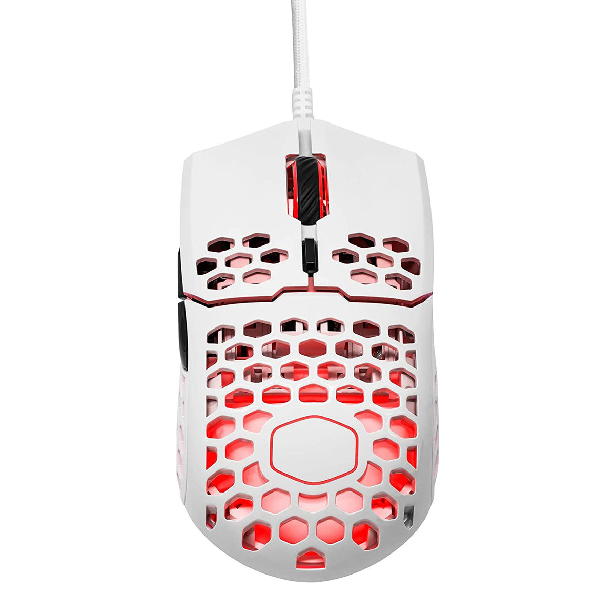 Cooler Master MM711 Gaming Mouse With Lightweight Honeycomb Shell, Ultraweave Cable & RGB Accents (Glossy White)