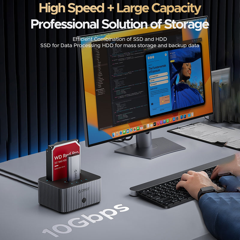 Orico IT28E-C 2-Bay Hard Drive Docking Station for M.2 NVMe SSD & 2.5-inch SSD/HDD & 3.5-inch HDD