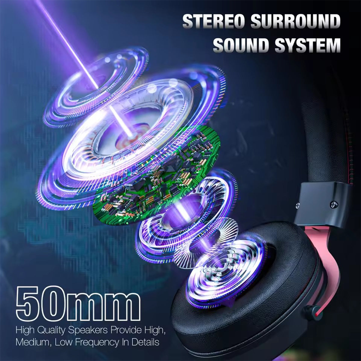 Onikuma X10 Ox Horn RGB Wired Professional Gaming Headset with Noise Cancellation Microphone (Black Red)