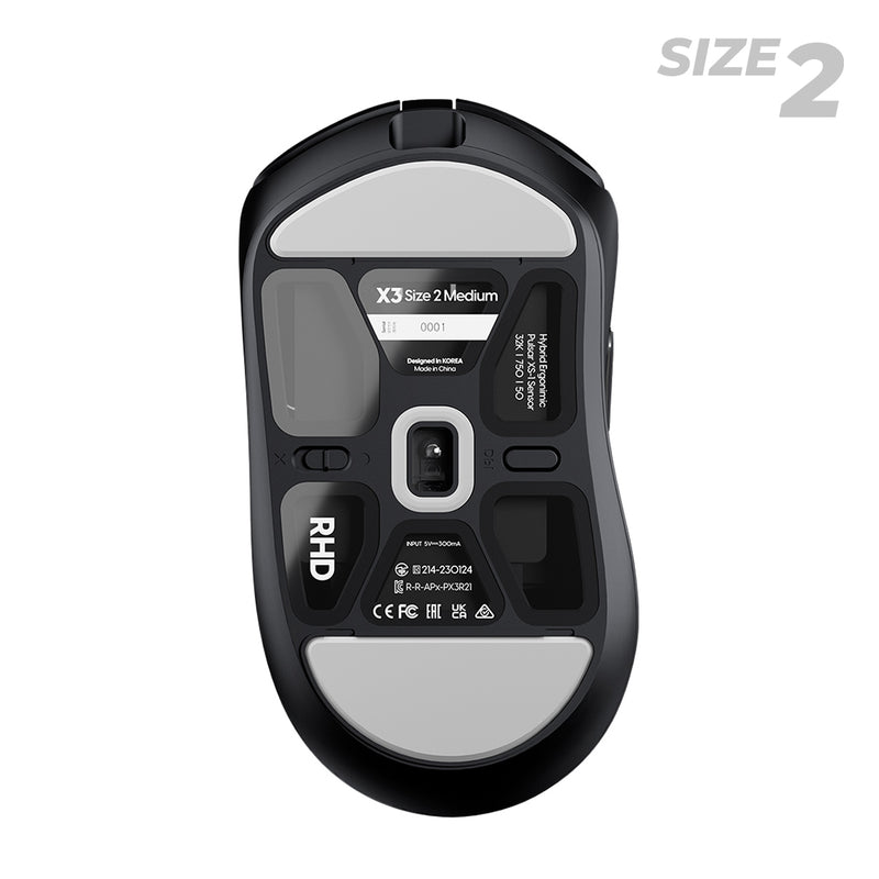 Pulsar X3 Ultralight Weight eSports Mouse Size 2 (Black, White) (PX3R21, PX3R22)