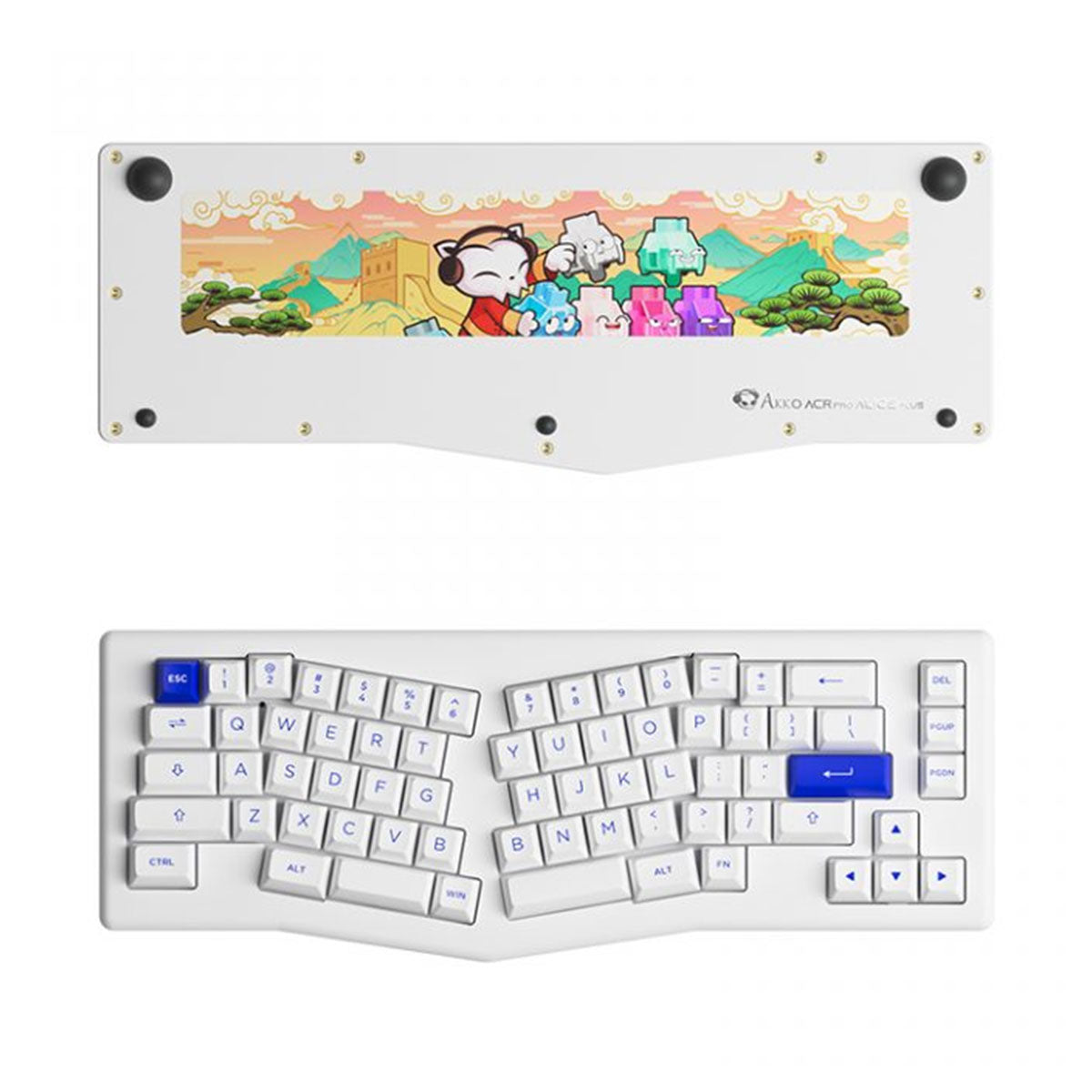 Akko ACR Pro Alice Plus Spray Painted Acrylic White Pre-Assembled Version RGB Mechanical Keyboard Hot-Swappable Gasket Mount (Akko Crystal Switches)