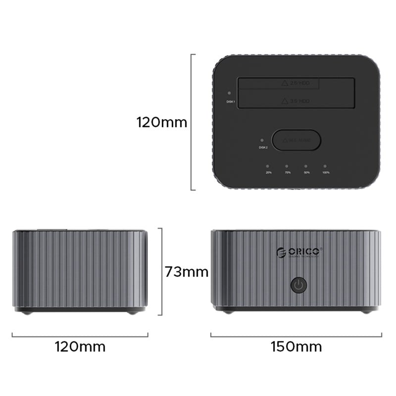Orico IT28E-C 2-Bay Hard Drive Docking Station for M.2 NVMe SSD & 2.5-inch SSD/HDD & 3.5-inch HDD