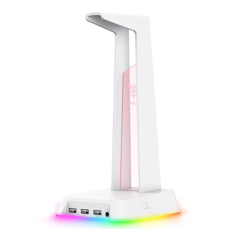 Onikuma ST-2 RGB Headphone Stand with USB Hub (White)