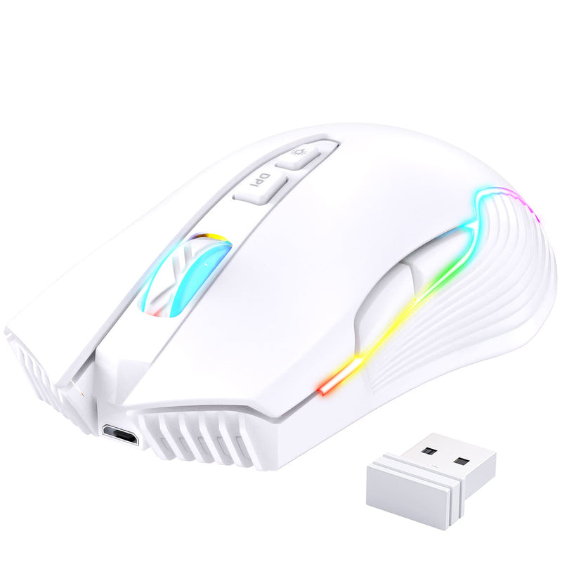 Onikuma CW905 RGB 3600 DPI Wireless E-Sports Gaming Mouse (White)