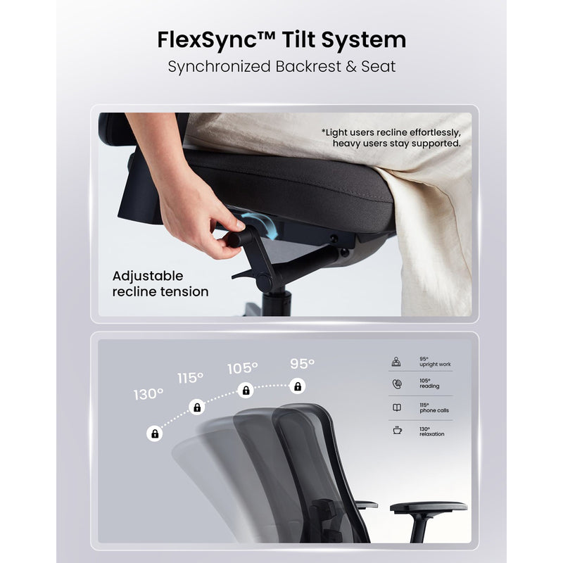 ProtoArc Flexer Mesh Ergonomic Office Chair (Black) (CP016457)