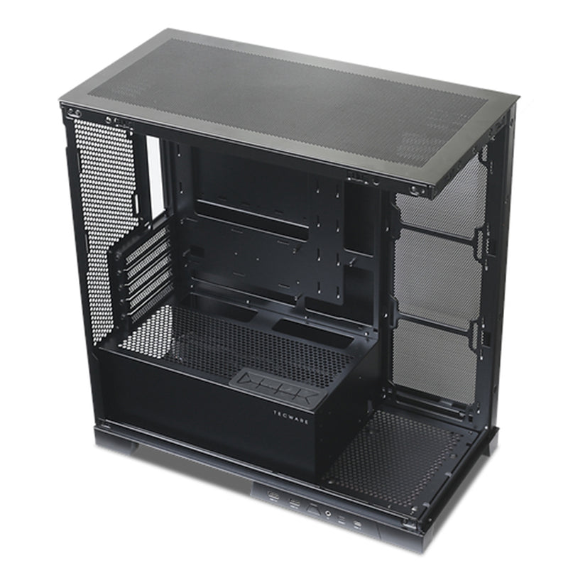 Tecware VX90M mATX Dual Tempered Glass Panoramic PC Case (Black) | DataBlitz