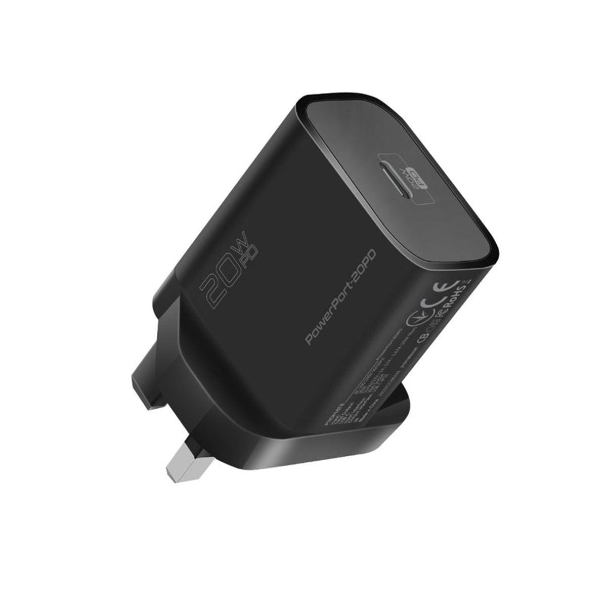 Promate Powerport-20PD 20W Power Delivery USB-C Wall Charger EU (Black)