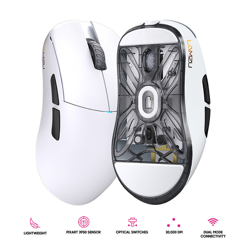 Lamzu Atlantis Mini Champion Edition Superlight Wireless Mouse (Light Pink, Panda White)
