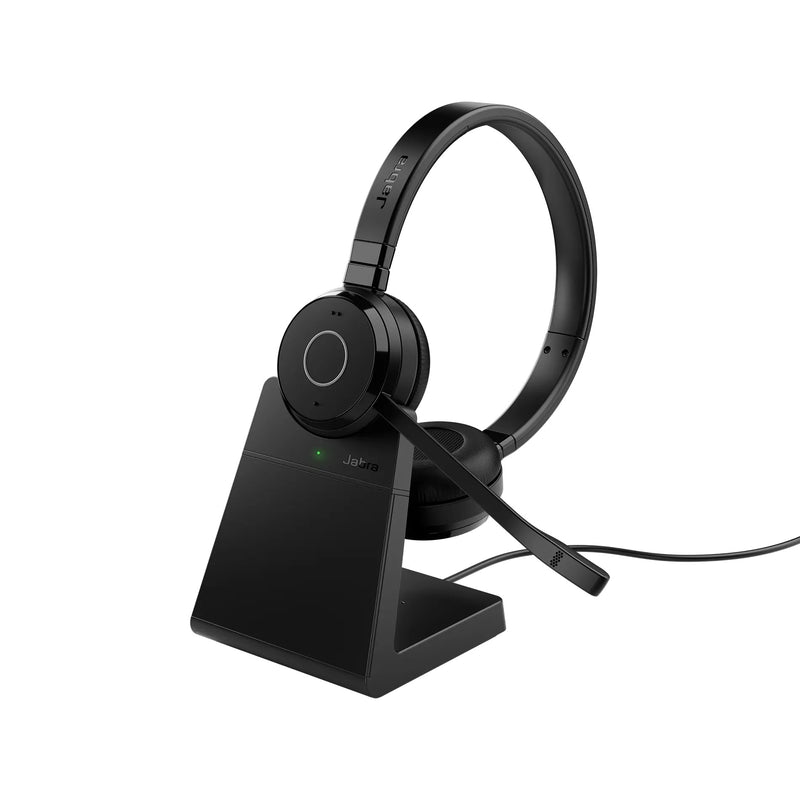 Jabra Evolve 65 TE USB-A UC Stereo Bluetooth Wireless Headset with Charging Stand