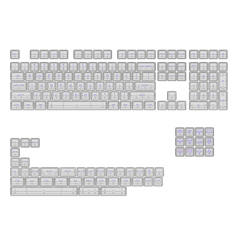 AKKO Clear Full Transparent Keycaps Set ASA 155 Keys Purple Character