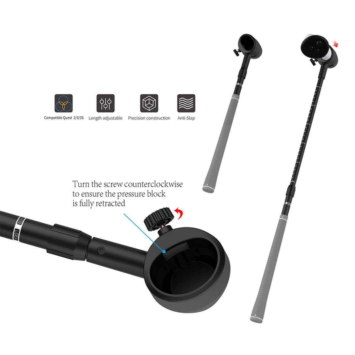 Dobe Golf Club Attachment for Meta Quest 2 / Meta Quest 3 / Meta Quest 3S / Pro Controller TY-3881