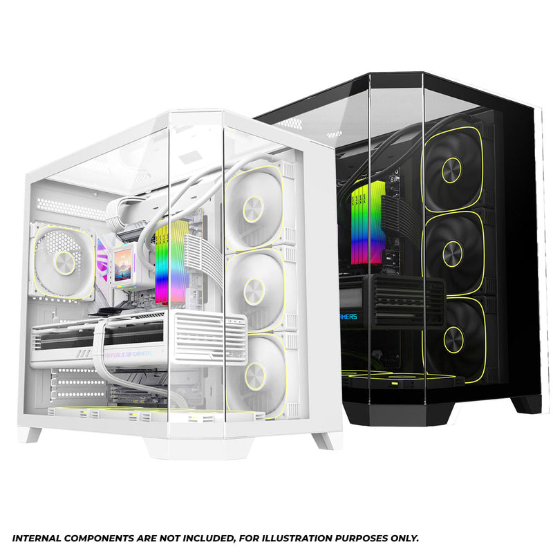 Coolman Zentra Luxe ATX Vision PC Case (Black, White)