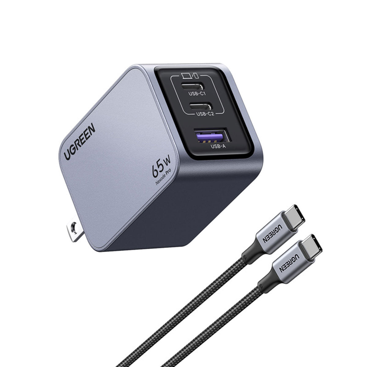 UGreen Nexode Pro 3-PORT 65W Gan Tech Fast Charger (Grey) (X755/25870)
