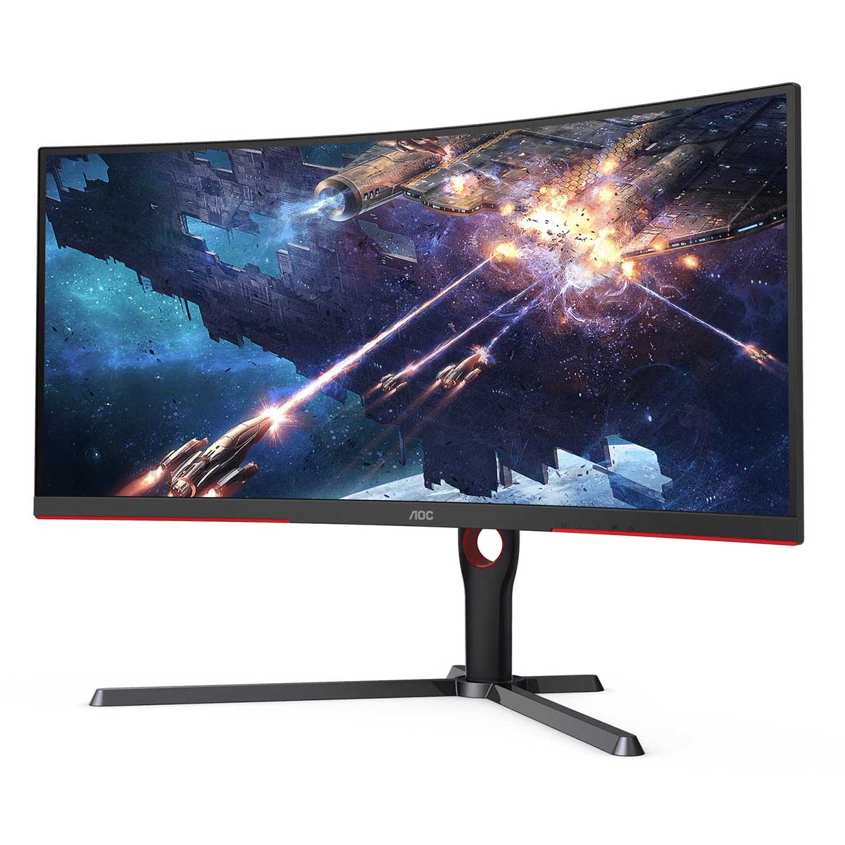 AOC CU34G3S/71 34" WQHD (3440X1440) 165HZ 1MS Curved Freesync Gaming Monitor (Black/Red)