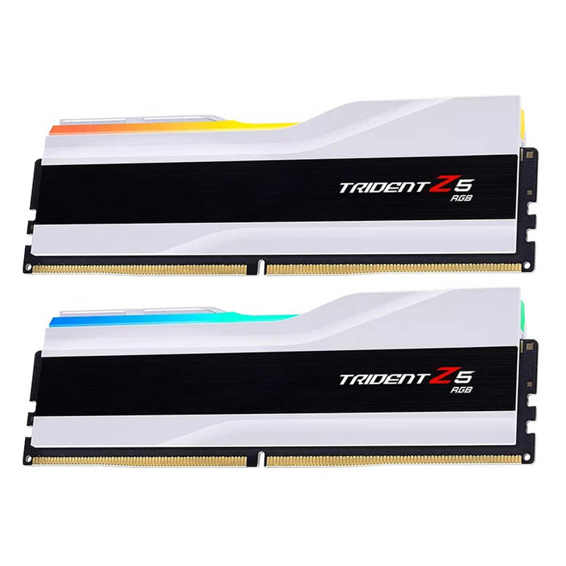 G.Skill Trident Z5 RGB 32GB (2X16GB) DDR5 Intel XMP 6400MHZ CL32-39-39-102 1.40V Desktop Memory (Matte White) (F5-6400J3239G16GX2-TZ5RW)