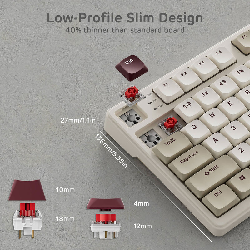 Royal Kludge RK N80 Tri-Mode RGB 80 Keys Hot Swappable Mechanical Keyboard Pearly Dawn