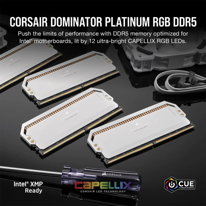 Corsair Dominator Platinum RGB 32GB (2x16GB) DDR5 DRAM 6200MHZ CL36 Memory kit (White)