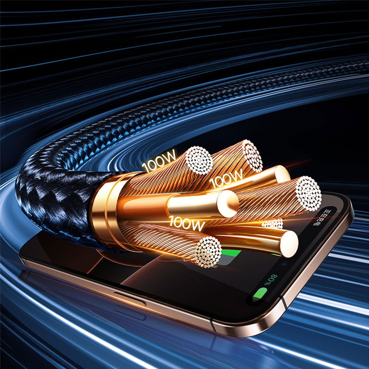 Baseus Flash Series III One-For-Three Fast Charging Cable U+C to C+C+L 100W 1.5m (Cluster Black)