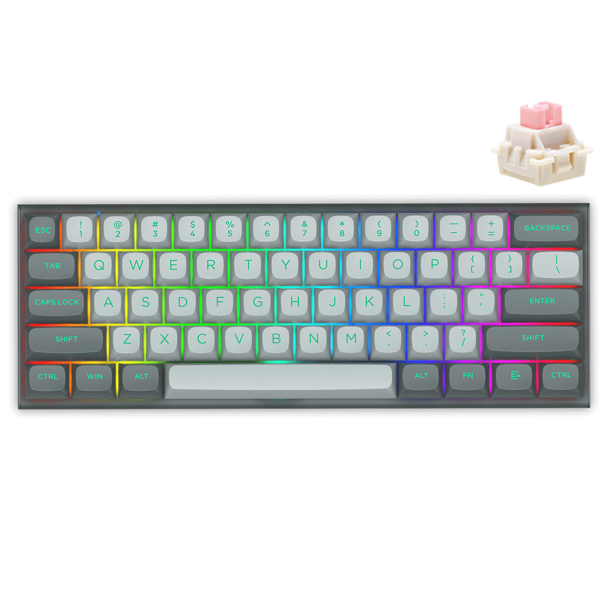E-Yooso HZ-61 RGB 61-Keys Hot-Swappable Mechanical Keyboard Gray/ Black (Magnetic Switch)