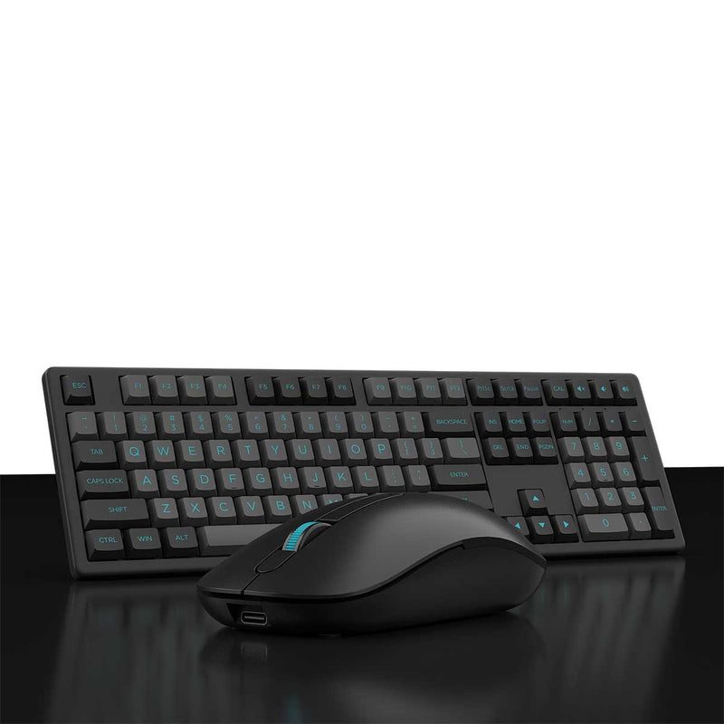 Monsgeek MX108 Business Wireless Mechanical Keyboard & Mouse Combo (Black & Cyan)