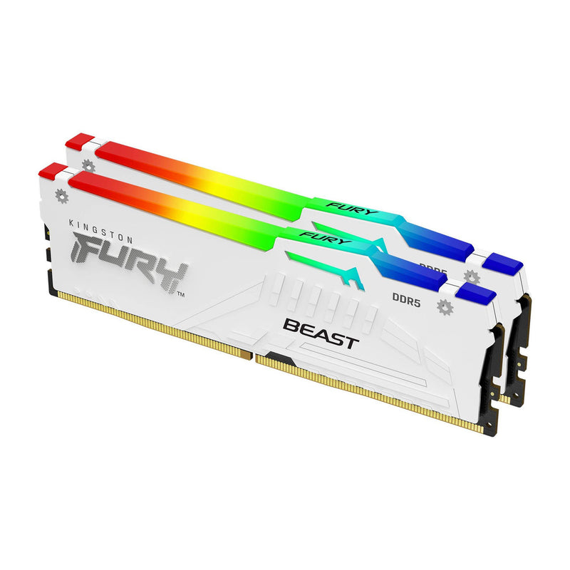 Kingston Fury Beast 32GB (2x16GB) DDR5 RGB Expo 6000MT/s CL36-44-44 Memory (White) (KF560C36BWE2AK2-32)