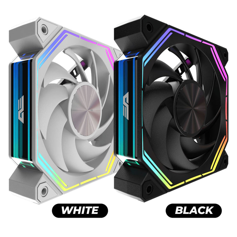 DarkFlash INF34R Single Reverse Blade PWM ARGB Cooling Fan (Black, White)