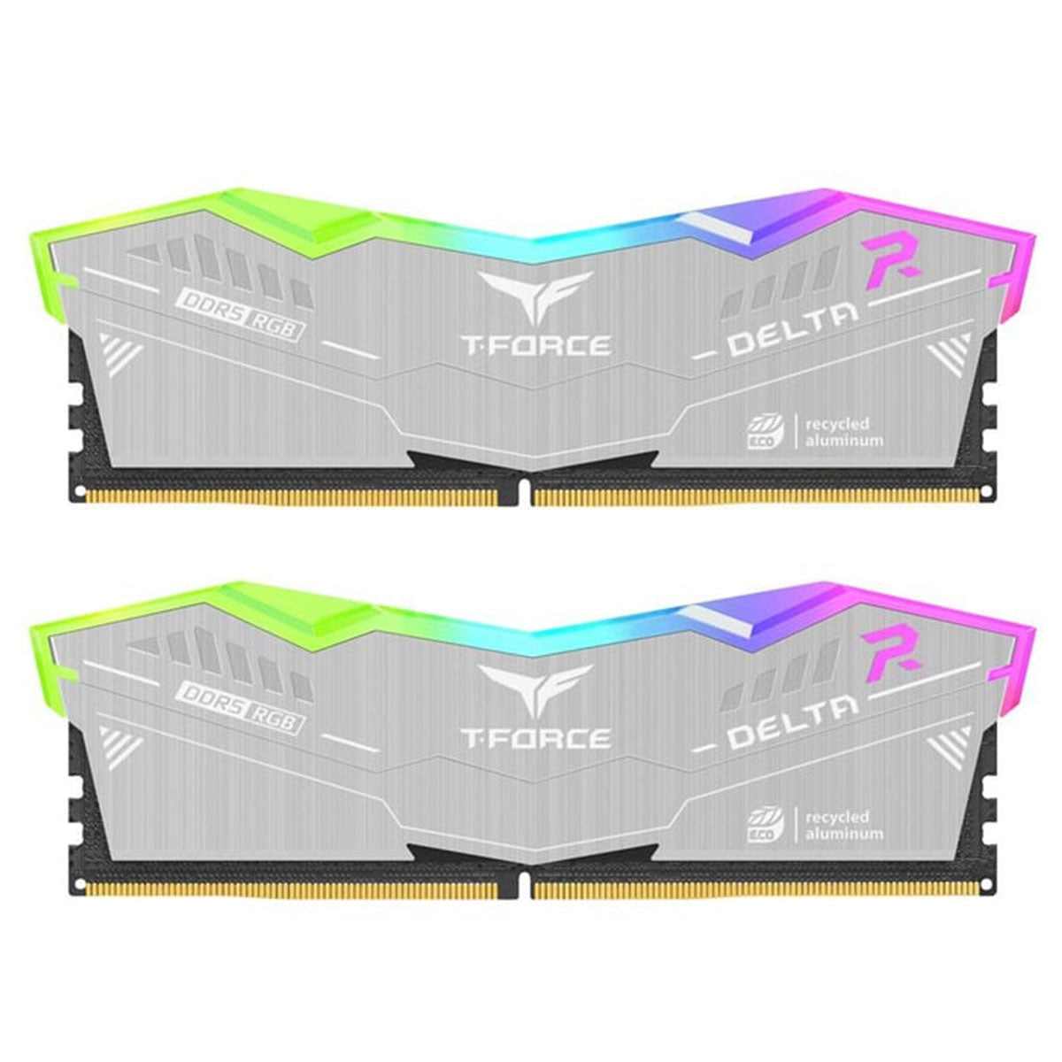 TeamGroup T-Force Delta RGB Eco DDR5 64GB (2x32GB) 6000MHz CL38-46-46-84 1.35V Gaming Desktop Memory (Silver)
