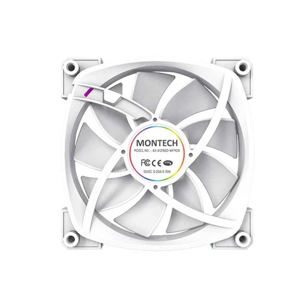 Montech AX120 PWM 120mm ARGB Reverse Single Fan Kit (Black, White)